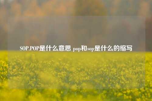 SOP.POP是什么意思 pop和sop是什么的缩写