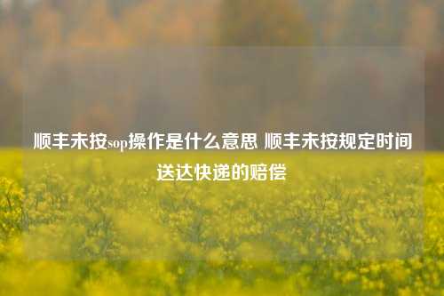 顺丰未按sop操作是什么意思 顺丰未按规定时间送达快递的赔偿