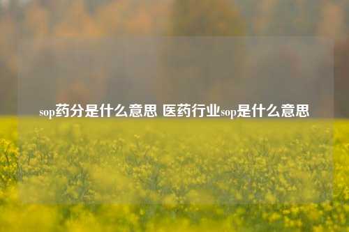 sop药分是什么意思 医药行业sop是什么意思