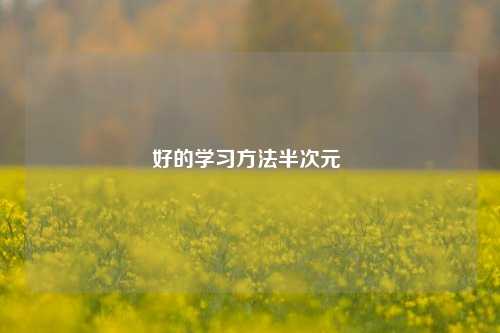 好的学习方法半次元 